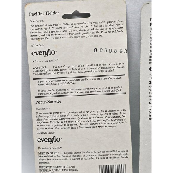 Vintage Disney Babies Evenflo Pacifier & Pacifier Holder Baby Mickey Mouse 1990s - Picture 9 of 10